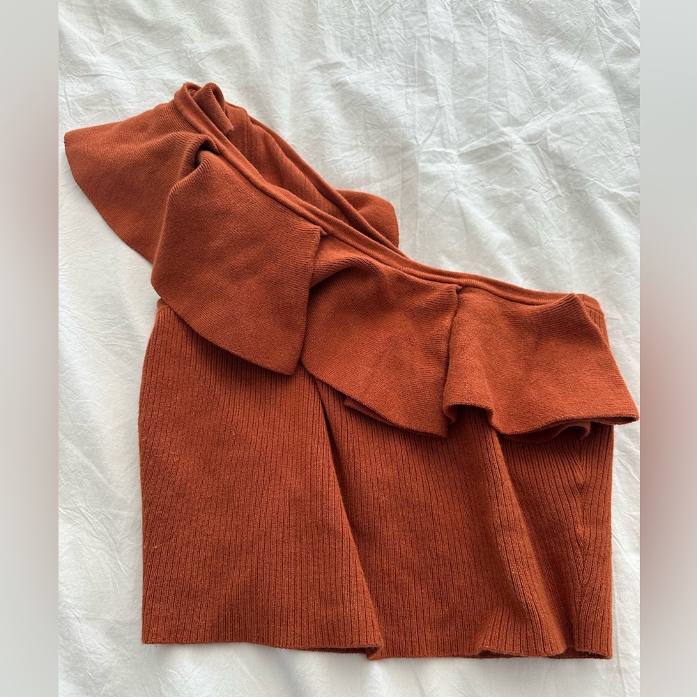 Express Sweater Crop Top with Ruffles